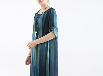 Buddha Trends Kleid, Einheitsgröße/Multi, blaues, fließendes Dragoneye-Kleid