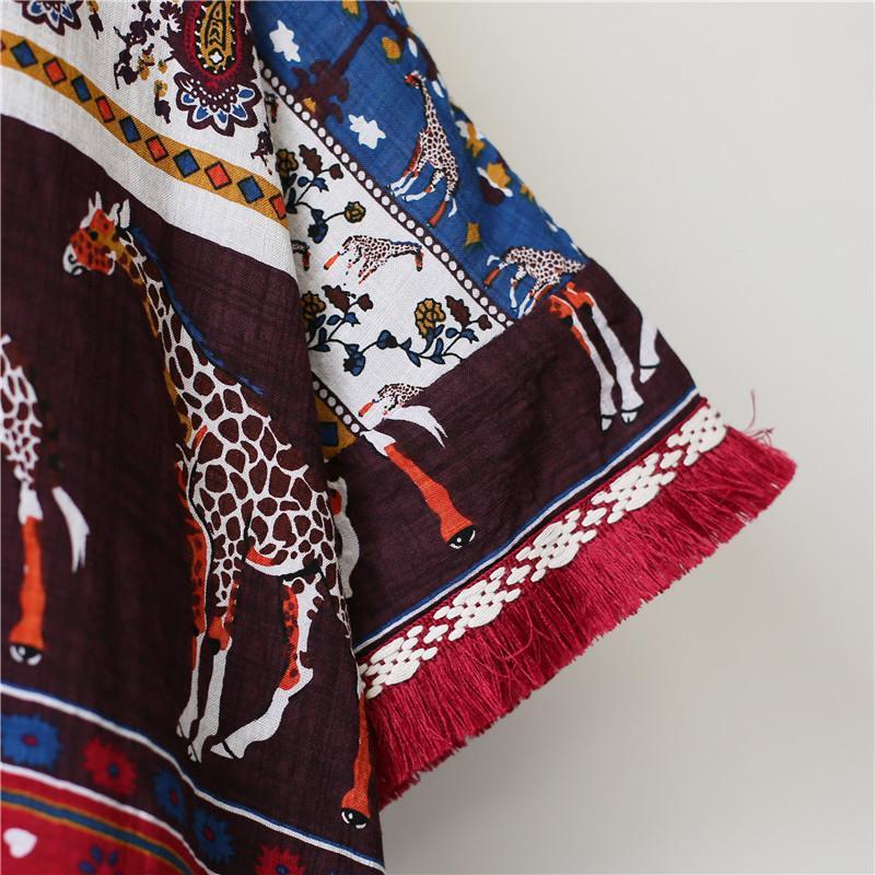 Vestido a media pierna con cuello en V estampado africano talla única / multicolor