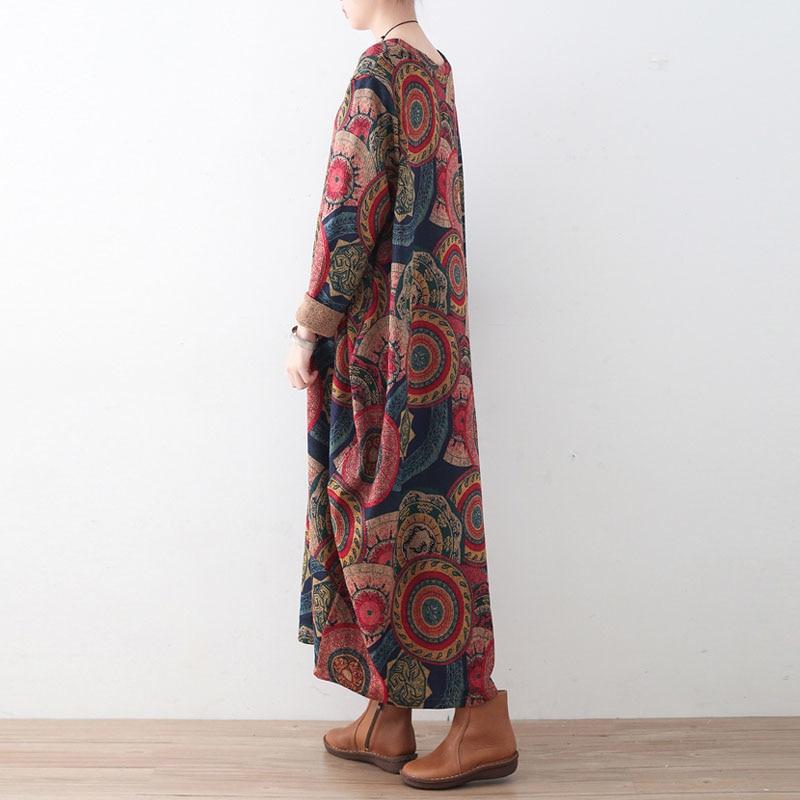 Buddha Trends Dress One Size / Multicolor Tibetan Patterns Vintage Maxi Dress