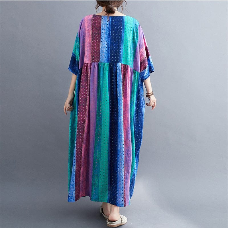 Buddha Trends Dress One Size Oversized Bohemian Striped Dress