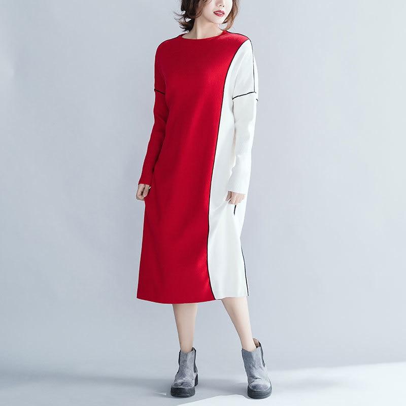 Červené a bílé patchworkové šaty