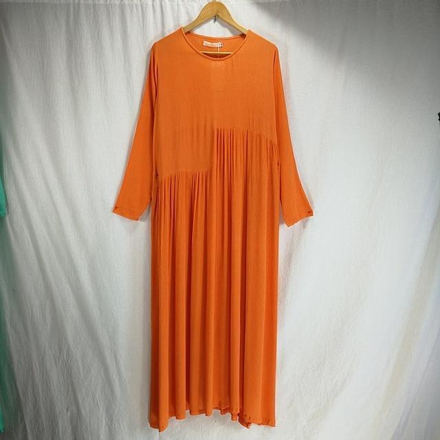 Buddha Trends Kleid Orange / S Übergroße lange Hippiekleider