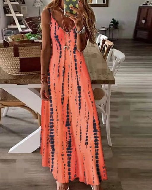 Buddha Trends Dress pomarańczowa / XXXL Boho Chic Tie-Dye Beach Dress