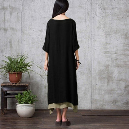 بوذا تريندز فستان بوهيمي بطبقات كبيرة الحجم