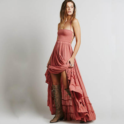 Buddha Trends Kleid Rosa / M Empire-Taille Modern Boho Flowy Sommerkleid