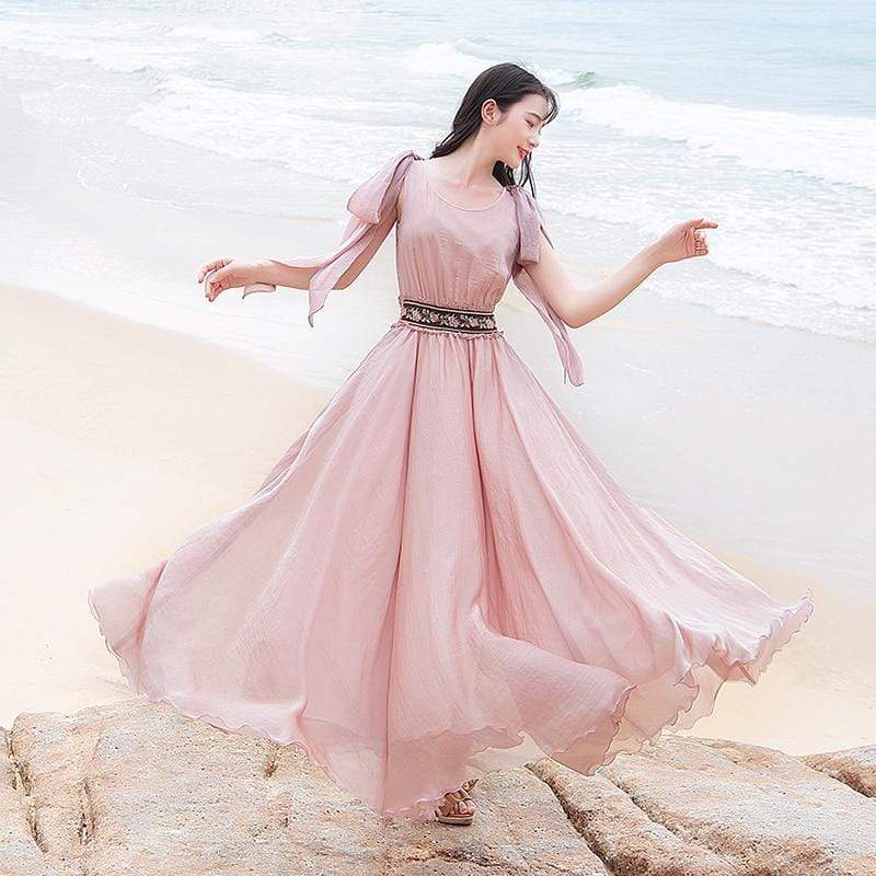 Φόρεμα Buddha Trends Pink / S Baby Pink Bohemian Prom Dress | Μάνταλα