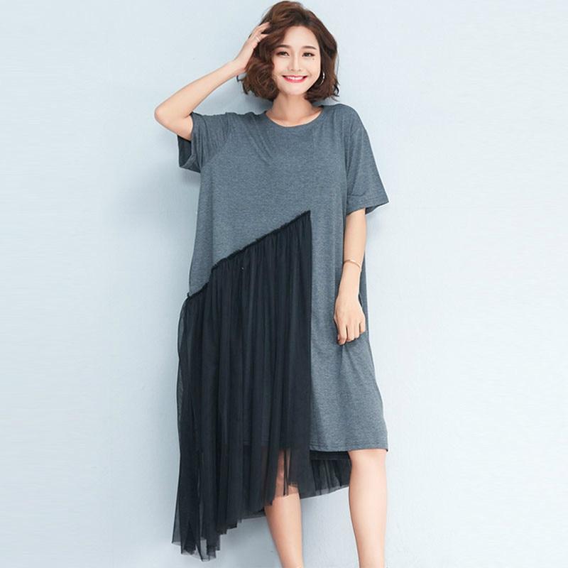 Pleated Voile T-Shirt Dress