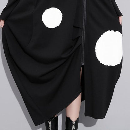 Buddha Trends Dress Polka Dot Print Zip Up Dress | Millennials