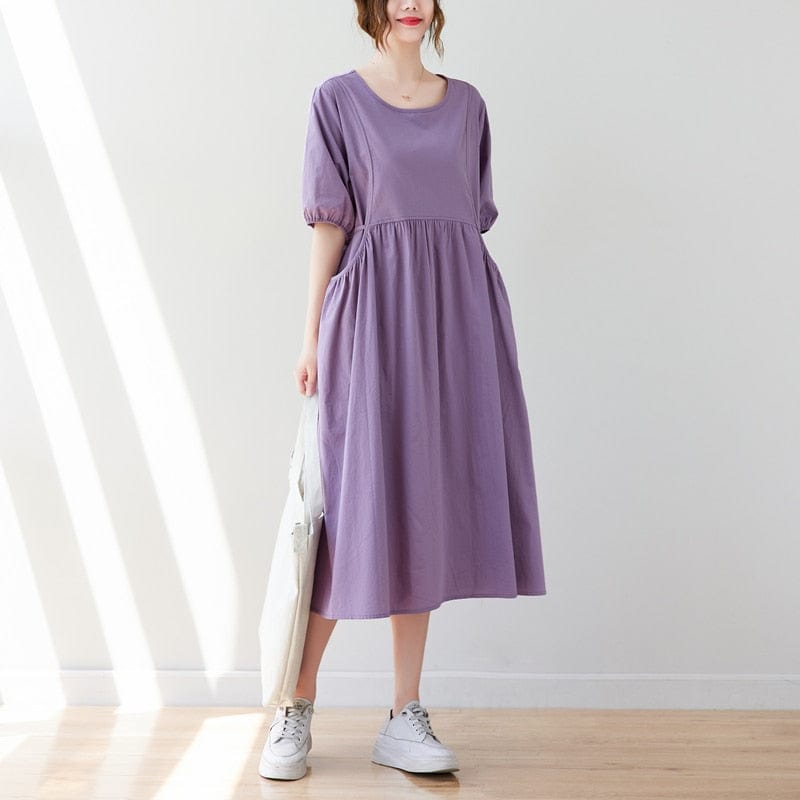 Buddha Trends Dress lilla / M Vintage japansk inspirert A-Line kjole