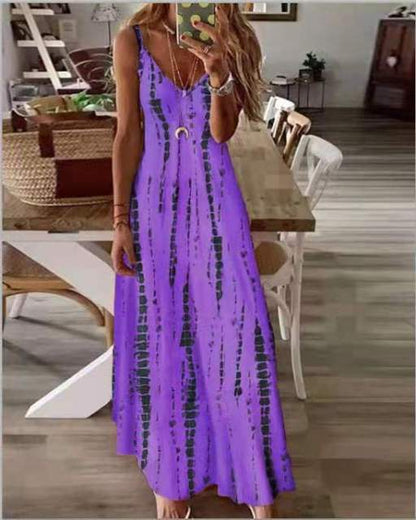 Buddha Trends Dress fioletowa / XXXL Boho Chic Tie-Dye Beach Dress