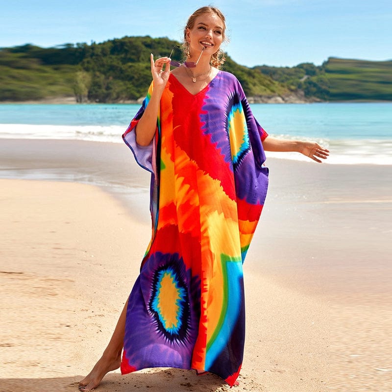 Buddha Trends Dress Rainbow Tie Dye Maxi -mekko