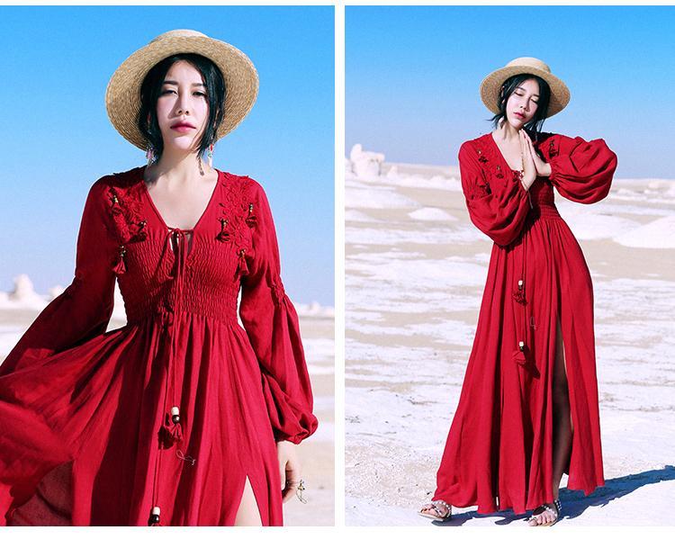 Червона богемна сукня максі | Мандала