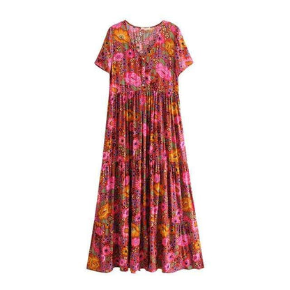 Hippie Sunflower Maxi Dress