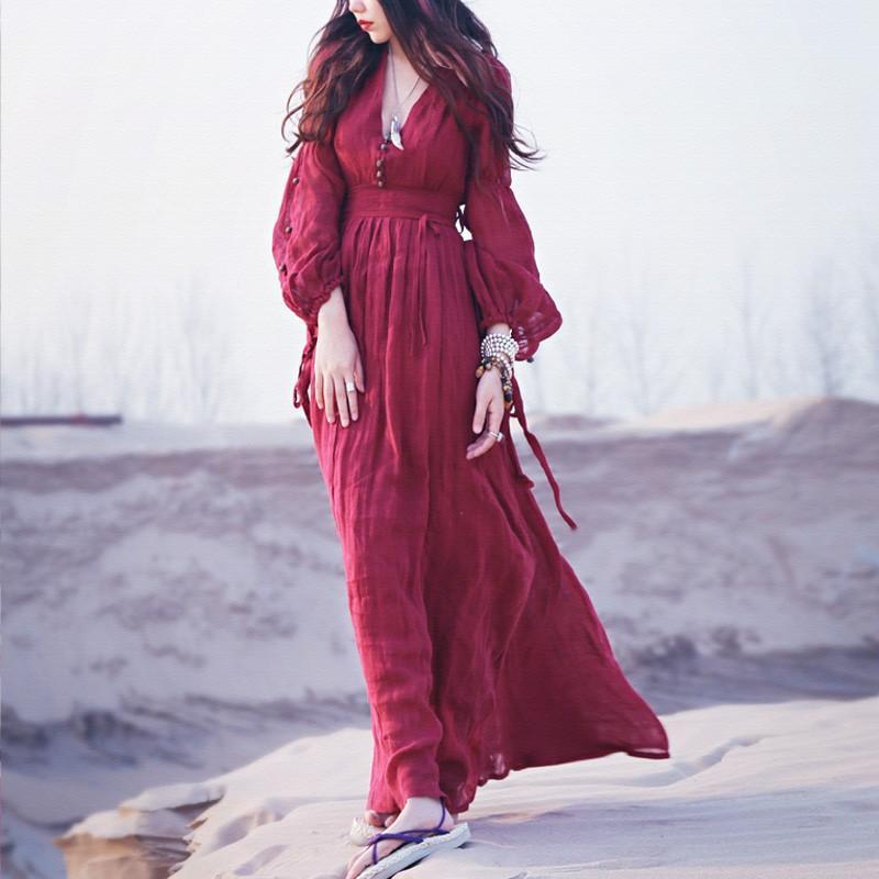 Buddha Trends Dress Red / S Bold and Sexy Red Gypsy Dress | Mandala