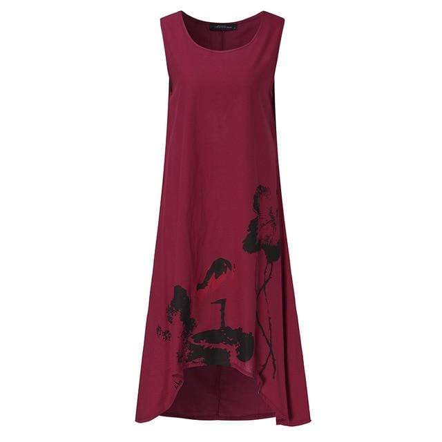 Buddha Trends Dress Red / S Floral Lily Sun Dress