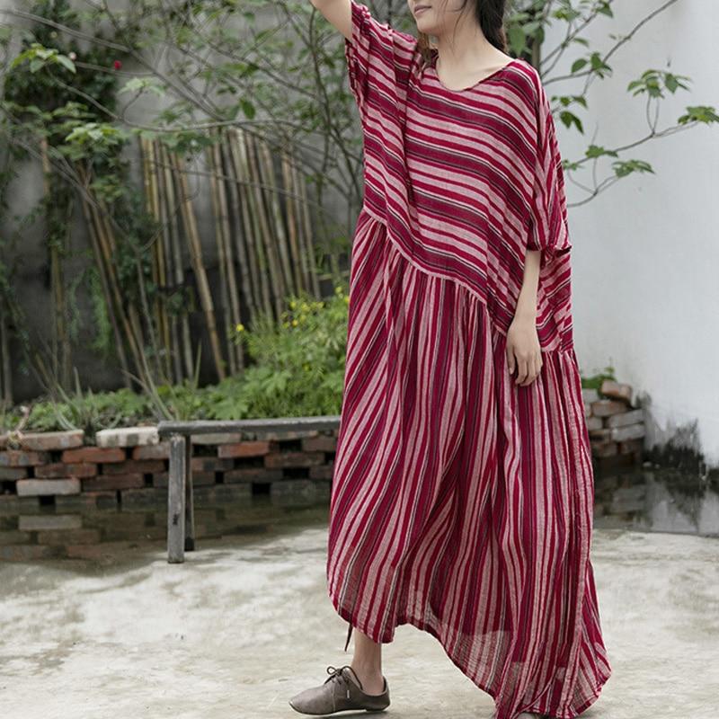 Red Stripes Cotton Maxi Dress | Lotus