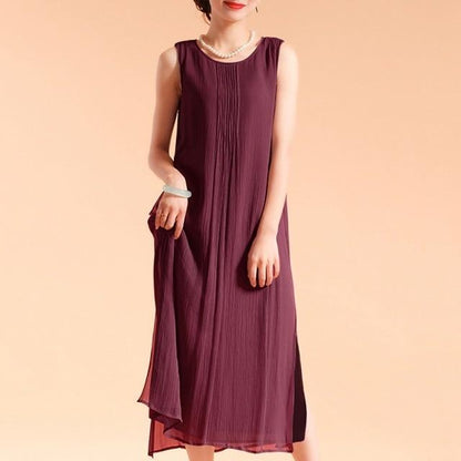 Buddha Trends Dress Red / XXL Casual Chic Sleeveless Midi Dress
