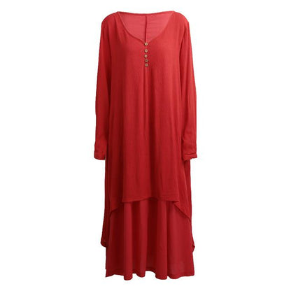 Φόρεμα Buddha Trends Κόκκινο / XXXL Ασύμμετρο Φόρεμα Διπλής Επίστρωσης