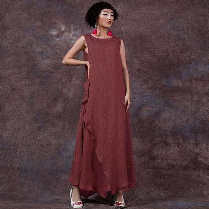 Φόρεμα Buddha Trends Red / XXXL Gypsy Soul Flowy Sundress
