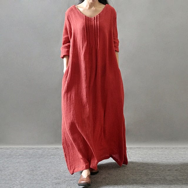 بوذا ترندز فستان أحمر / فستان غجري طويل XXXL