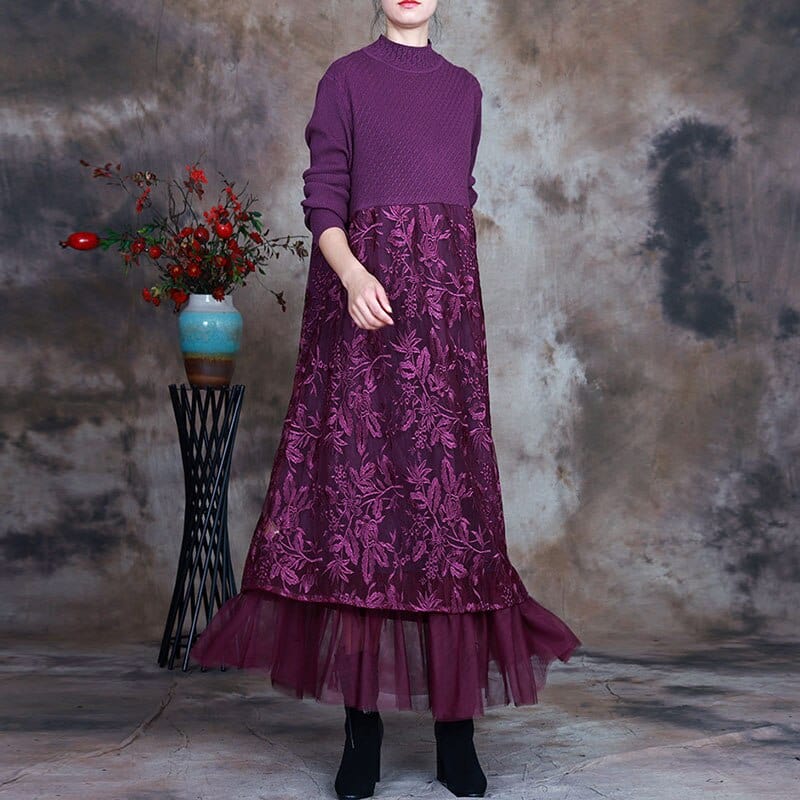 Buddha Trends Dress Rose Purple / One Size Floral Melody Asymmetrical Dress | Nirvana