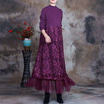Buddha Trends Dress Rose Purple / Abito asimmetrico con melodia floreale taglia unica | Nirvana