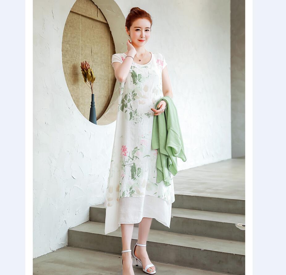 Buddha Trends Dress Short Sleeve Floral Dress + Cardigan