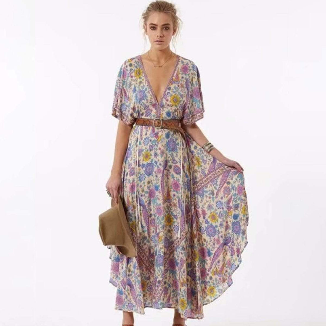 Buddha Trends Šaty Starshine květinové Hippie Maxi šaty