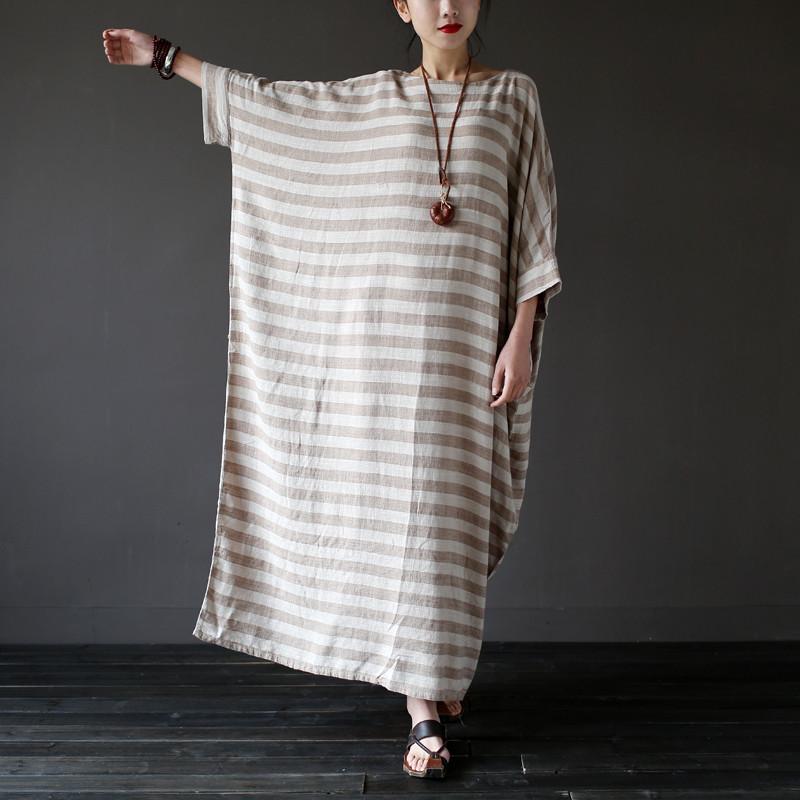Buddha Trends Kleid Gestreiftes übergroßes Maxikleid