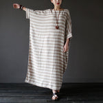 Buddha Trends Dress Pruhované oversized Maxi šaty