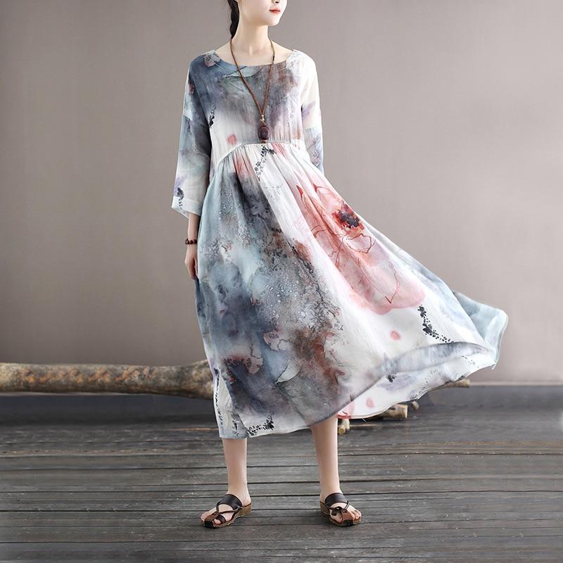Buddha Trends Dress Sweet Serenity Watercolor Midi Dress