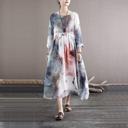 بوذا ترندز فستان سويت سيرينيتي بألوان مائية متوسطة الطول
