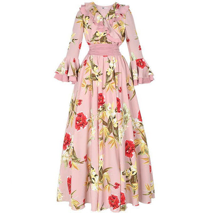 Słodka różowa sukienka w kwiaty w stylu vintage | Mandala