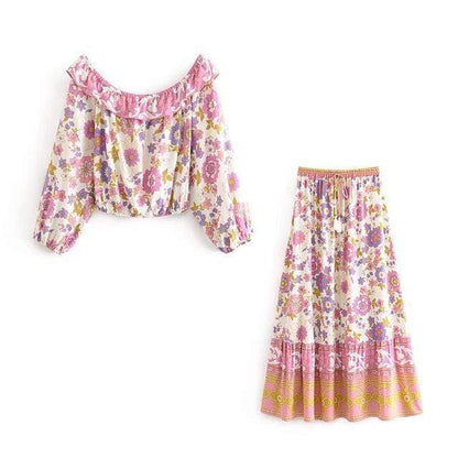 Buddha Trends Dress Top + Skirt / M Clarity Bohemian 2 Pieces Set