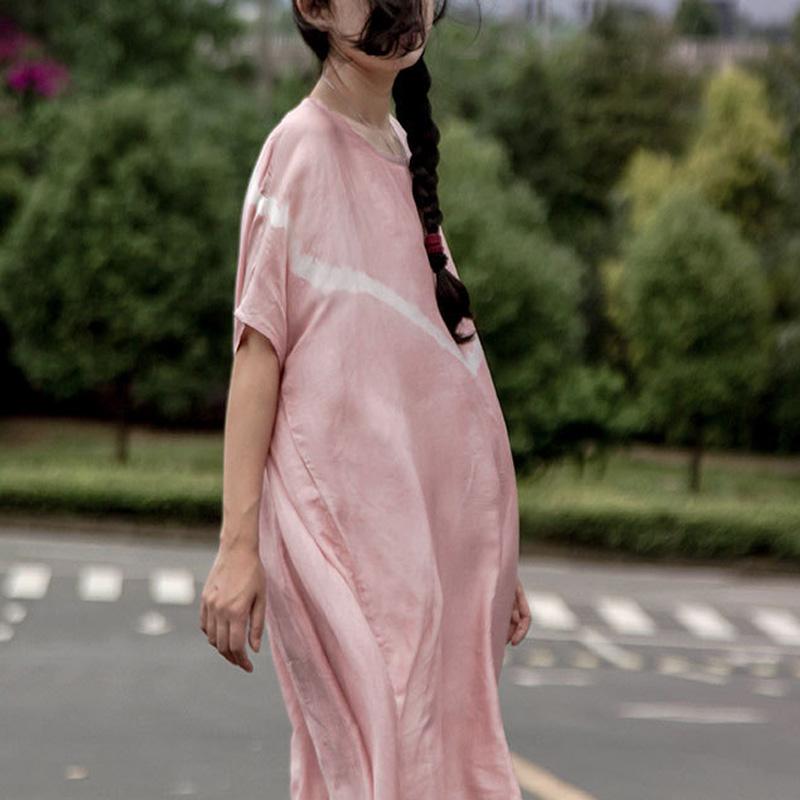 Вінтажна шовкова сукня з круглим вирізом і коротким рукавом
