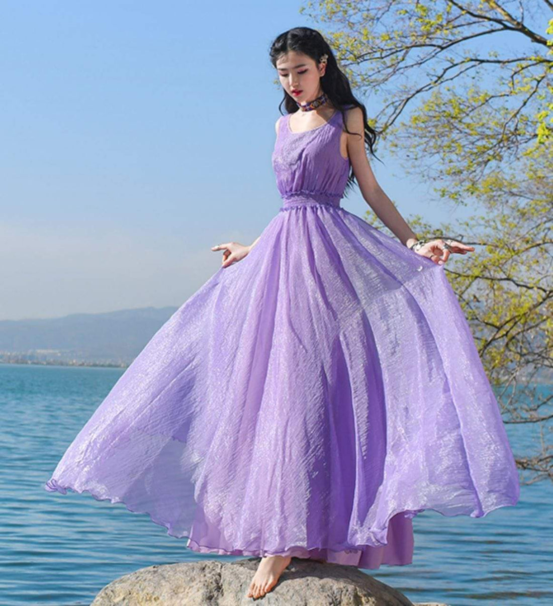 Винтажное фиолетовое богемное платье | Мандала
