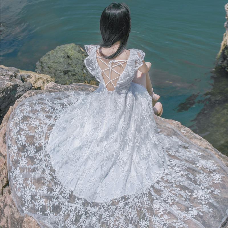 Vintage Weißes Spitzen-Boho-Kleid | Mandala