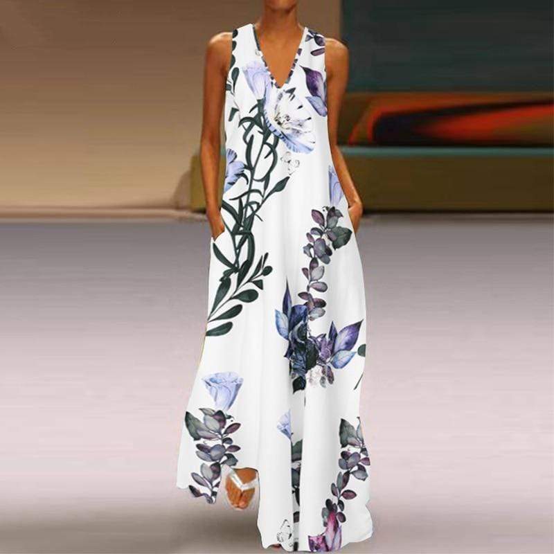 Buddha Trends Dress White / 5XL Venus Modern Boho Floral Dress