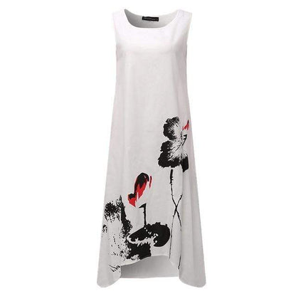 Buddha Trends Dress Λευκό / S Floral Lily Sun φόρεμα