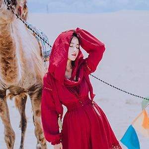Sukienka maxi vintage cygańska czerwona | Mandala