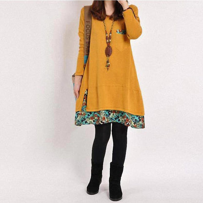 Buddha Trends Kleid gelb / M Geometrisches Kleid Ayala