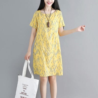 Buddha Trends فستان أصفر / فستان قصير مزين بزهور ديميترا