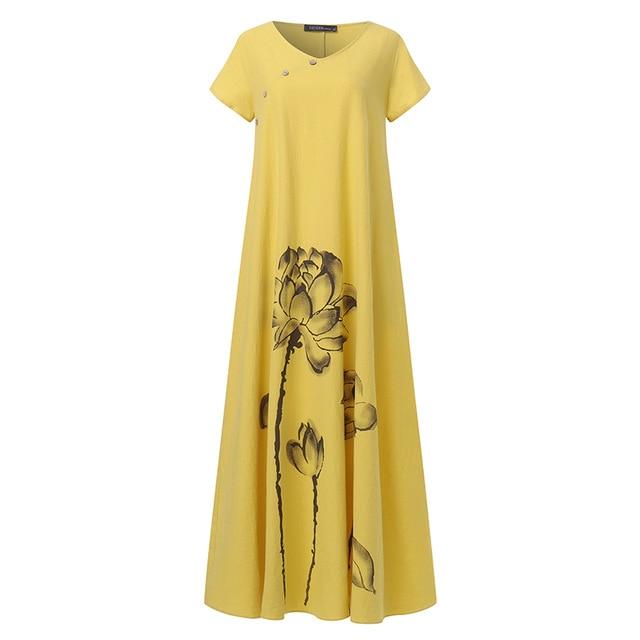Buddha Trends -mekko keltainen / M Pehmeä Enya Lotus -mekko
