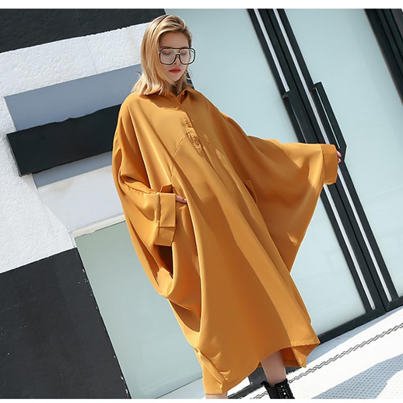 Buddha Trends Klänning gul / One Size Millennial Oversized Batwing Shirt Dress | Millennials