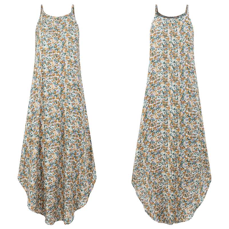 Buddha Trends Dress Giallo / S Boho Floral Print Plus Size Prendisole