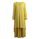 Buda Trendleri Elbise Sarı / XXXL Asimetrik Çift Kat Irene Elbise