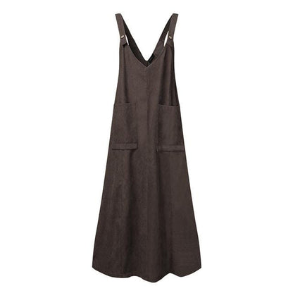 Buddha Trends Dresses Dark Brown / 5XL Back For More Corduroy Overall Dress