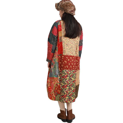 Buddha Trends Dresses Multi-Yellow / One Size Random Patchwork Quilted Hippie Coat
