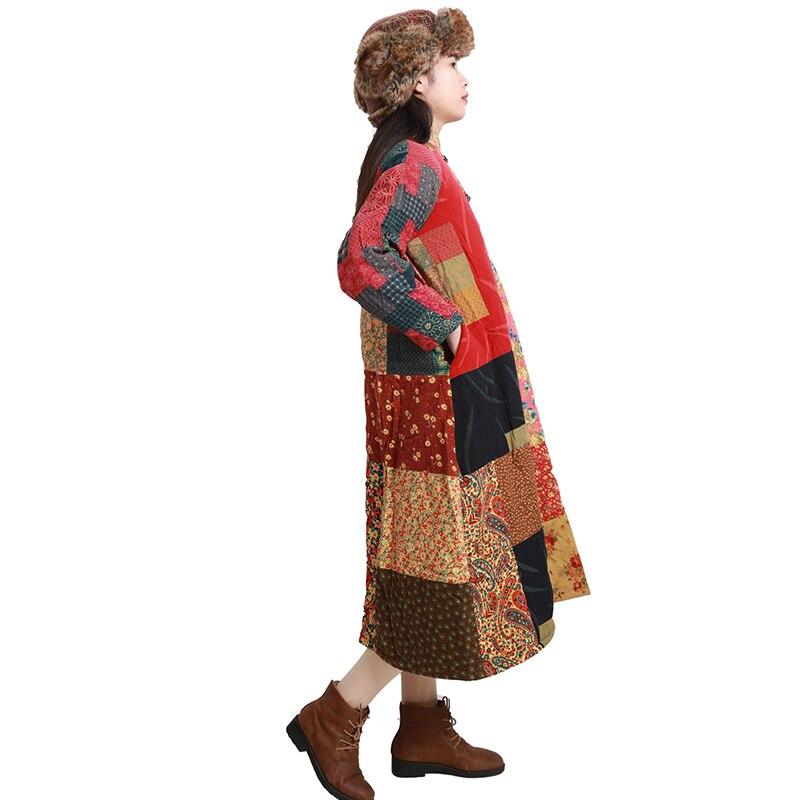 Buddha Trends Vestidos Abrigo hippie acolchado con patchwork al azar