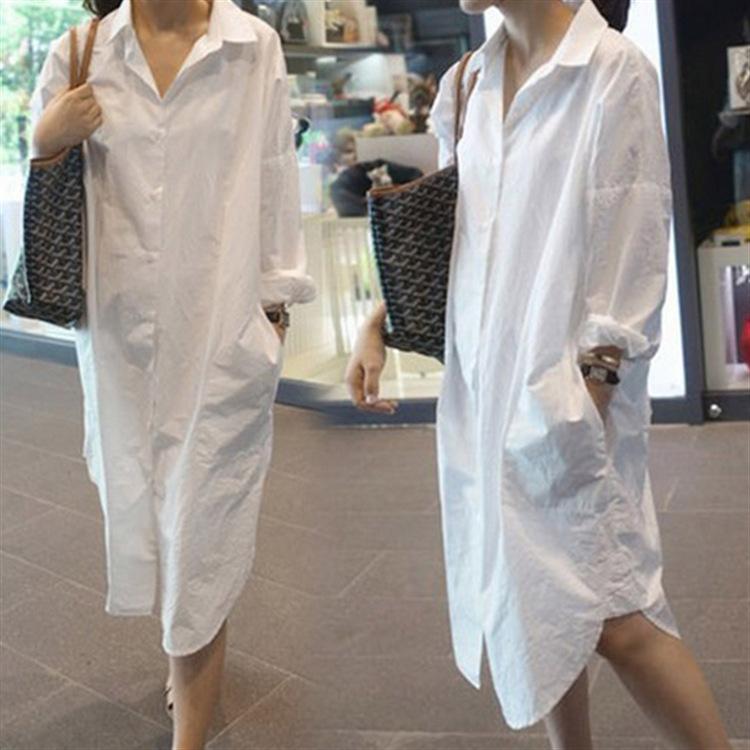 Φόρεμα Buddha Trends Λευκό πουκάμισο Boyfriend